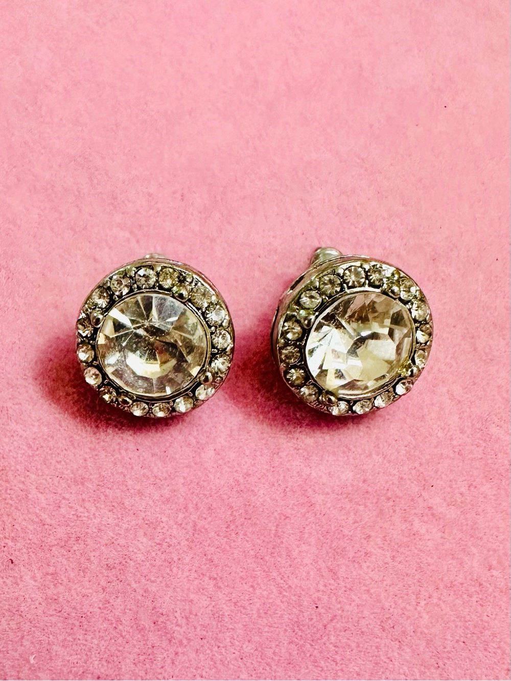 Clear Crystal Halo Stud Earrings